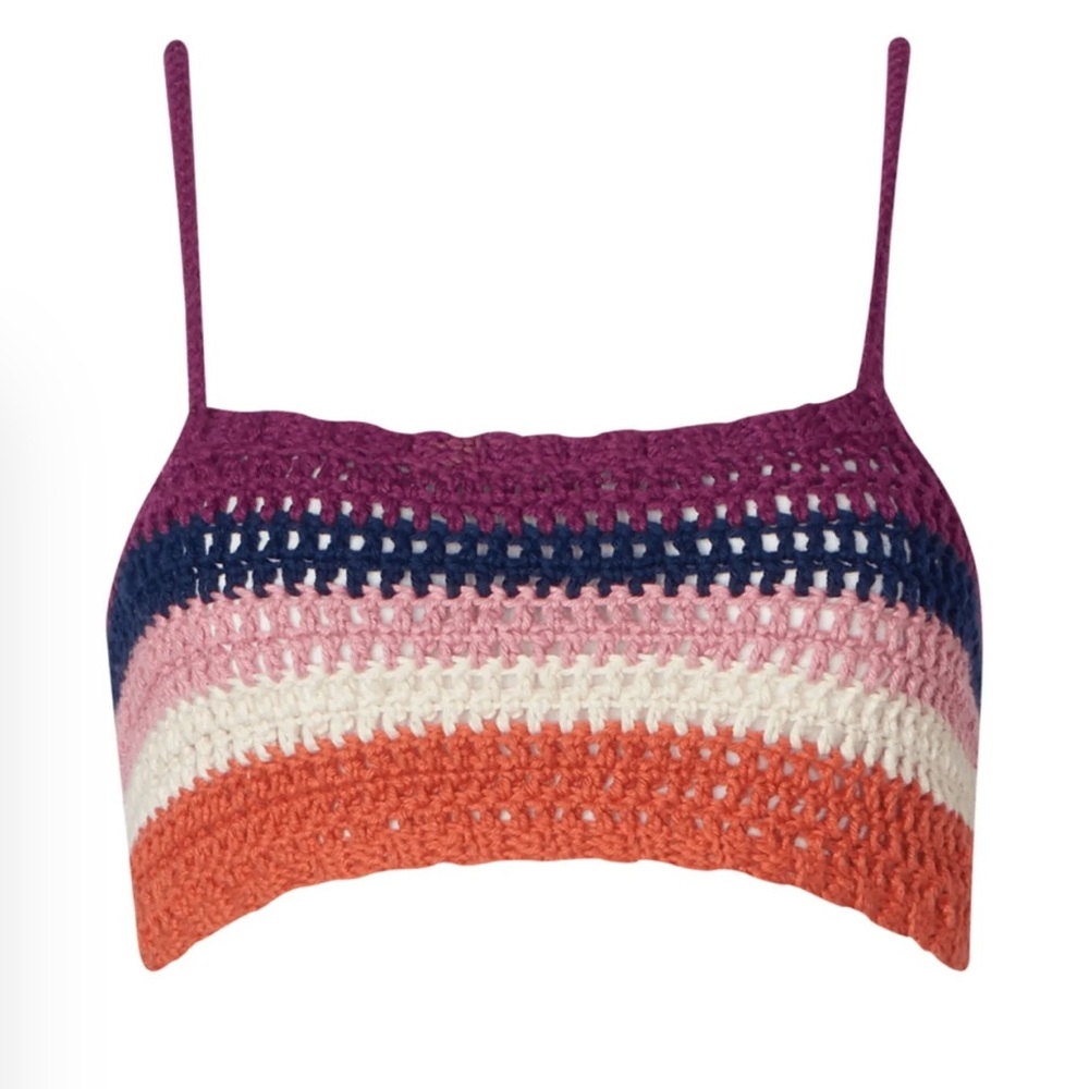 Soah Swim Gia Sunset Striped Crochet Crop Top + Mini Skirt Set - Picture 4 of 15